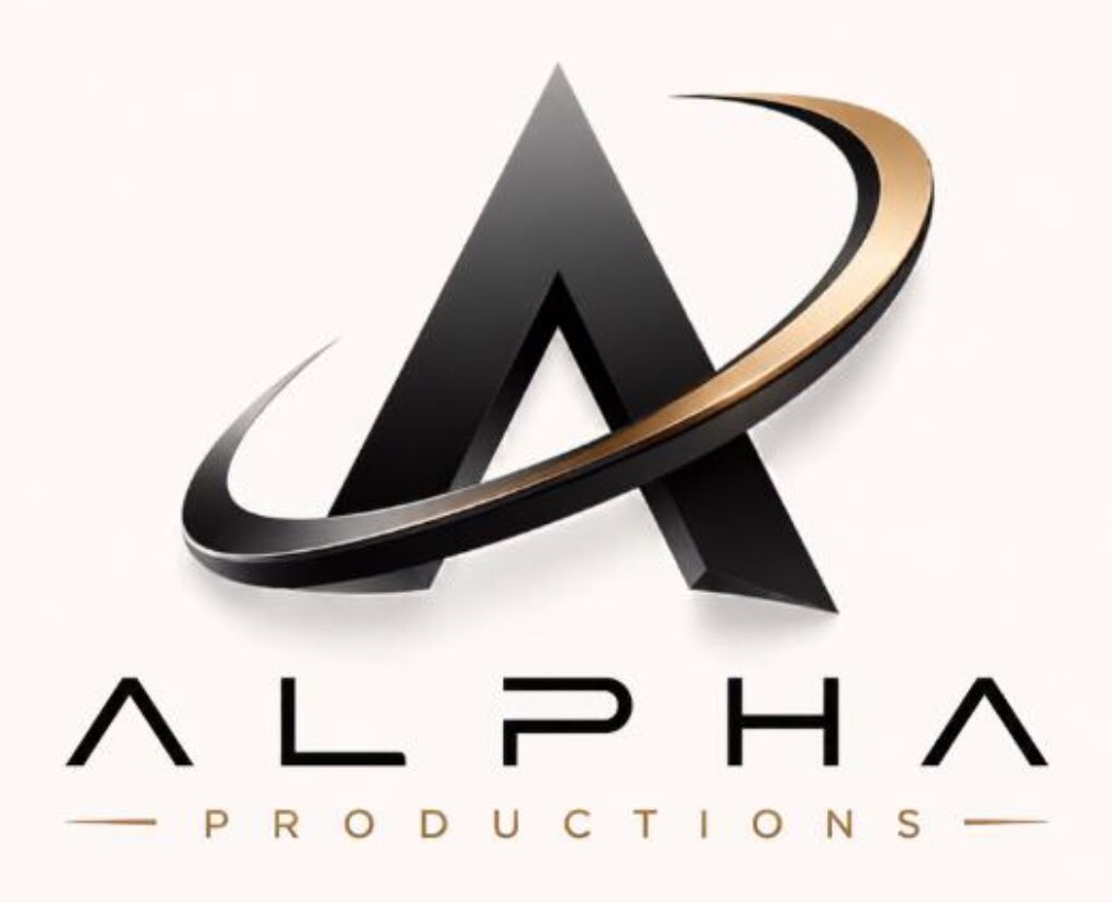 Alpha Productions logo with a black and gold stylized A symbol above the words Alpha Productions